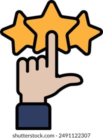 A hand pointing to three stars. The hand is pointing to the stars to indicate that they are good