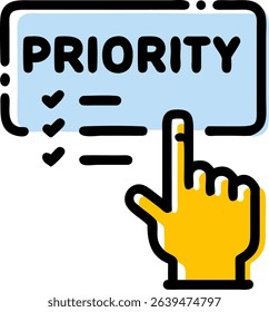 Hand Pointing to Top Item on Three-Item Checklist for Priority, To-Do List, Task Management, Business Planning, Productivity, Organization, Goal Setting, Success, Efficiency