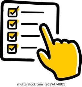 Hand Pointing to Top Item on Three-Item Checklist for Priority, To-Do List, Task Management, Business Planning, Productivity, Organization, Goal Setting, Success, Efficiency