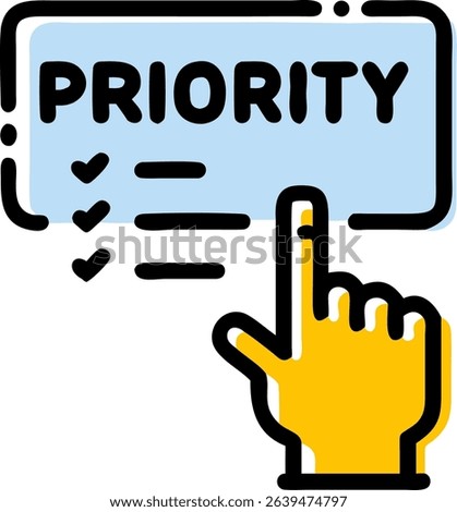 Hand Pointing to Top Item on Three-Item Checklist for Priority, To-Do List, Task Management, Business Planning, Productivity, Organization, Goal Setting, Success, Efficiency
