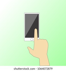 Hand pointing at the touch screen.