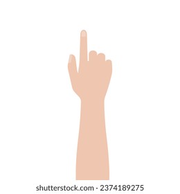 Hand Pointing, Touching, Clicking or Pressing at Something. Vector Illustration Isolated on White Background.