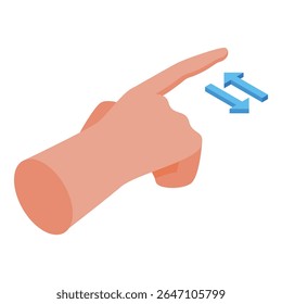 Mano que apunta a dos flechas azules que van en direcciones opuestas, simbolizando la transferencia de datos