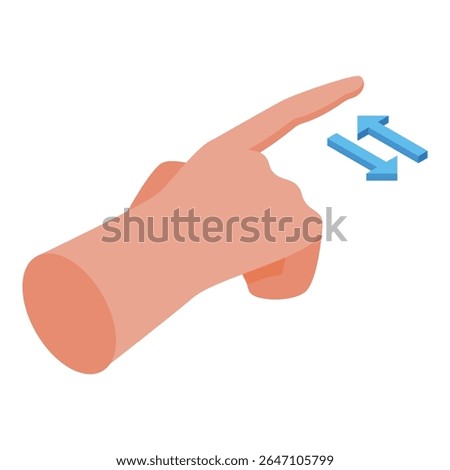 Hand pointing at two blue arrows going in opposite directions, symbolizing data transfer