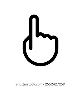 Hand pointing up. Editable stroke vector icon on white background.
