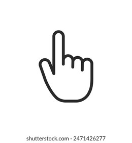 Hand pointing up, linear style icon. hand gesture pointing upwards. Editable stroke width.