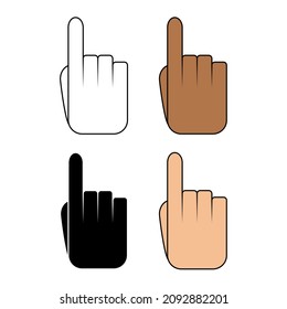 Hand pointing up vector. hand with pointing finger set. tap gesture