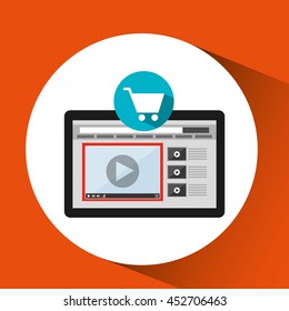 hand pointing website music design icon, vector illustration