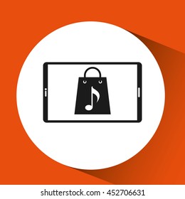 hand pointing website music design icon, vector illustration