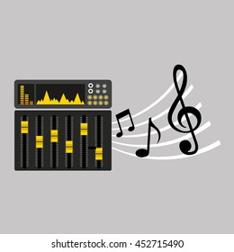 hand pointing website music design icon, vector illustration