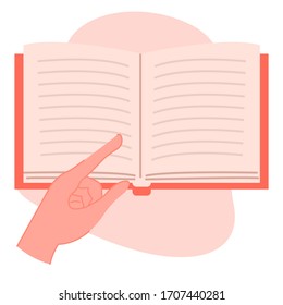 apunta a un libro sobre ilustración vectorial de fondo blanco 