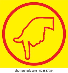 The hand points down