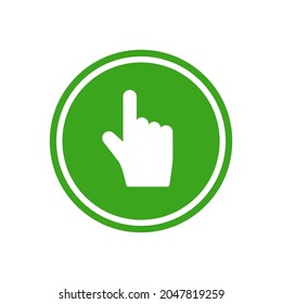 Hand Points Up In Green Ciecle. Swipe Up Or Scroll  Icon. Pointing Hand With Arrow Up. Flat  Picrtogram Isolated On White. Touch Screen Button.  Navigation, Pointing, Showing. Hint, Tint Concept.