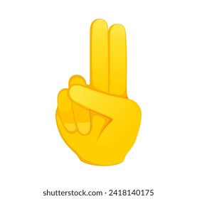 Hand points with two fingers icon. Yellow gesture emoji vector illustration.
