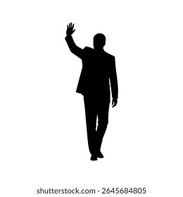 Hand politician waving silhouette vector flat illustration design.