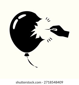 Mão Popping Balão Vetor Ilustração, Festa Celebração Diversão Ícone, Burst Balão Clipart