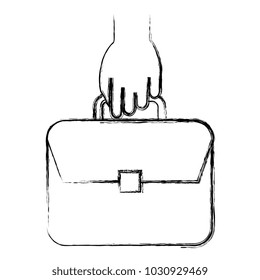 hand with portfolio briefcase isolated icon