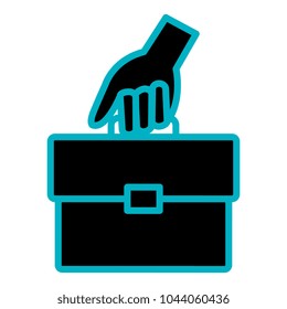 hand with portfolio briefcase isolated icon