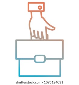 hand with portfolio briefcase isolated icon