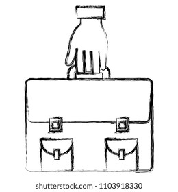 hand with portfolio briefcase isolated icon
