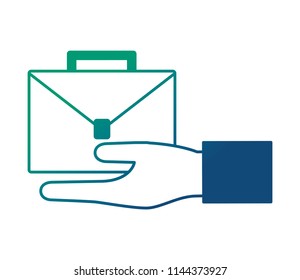 hand with portfolio briefcase isolated icon