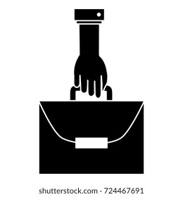 hand with portfolio briefcase isolated icon