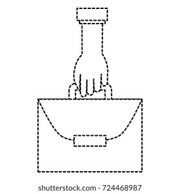 hand with portfolio briefcase isolated icon