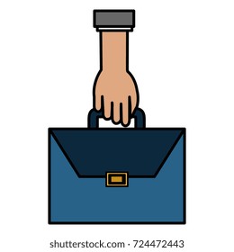 hand with portfolio briefcase isolated icon