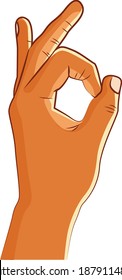 HAND POSE CIRCULAR FOLD OF THUMB AND INDEX FINGER VECTOR ILLUSTRATION