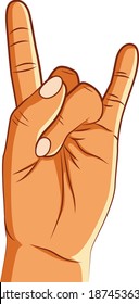 HAND POSE FINGER HORNS VECTOR ILLUSTRATION