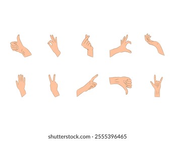 Hand Pose Illustration Element Set