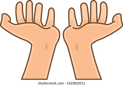 Hand pose. Image illustration scooped up with both hands