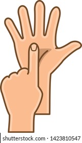 Hand pose. Image illustration which is making number 6 with finger