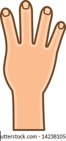 Hand pose. Image illustration which is making number 4 with finger