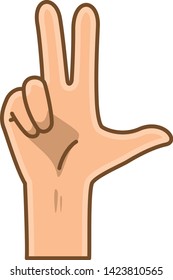 Hand pose. Image illustration which is making number 3 with finger