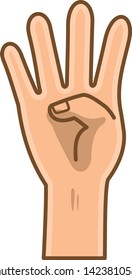 Hand pose. Image illustration which is making number 4 with finger