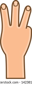 Hand pose. Image illustration which is making number 3 with finger