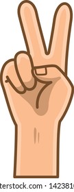 Hand pose. Image illustration which is making number 2 with finger