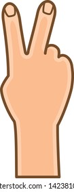 Hand pose. Image illustration which is making number 2 with finger