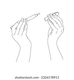 hand pose line vector art in white background