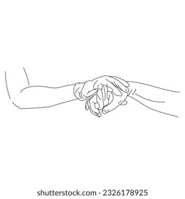 hand pose line vector art in white background