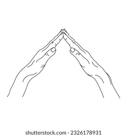 hand pose line vector art in white background