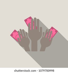 Hand poses counting, giving, taking, squeezing and showing cash. hands giving money