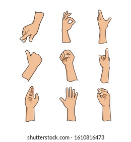 Hand Poses Illustration Clipart Vector