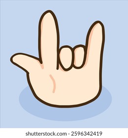 a hand poses metal rock design doodle