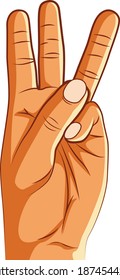 HAND POSES THREE FINGERS VECTOR ILLUSTRATION