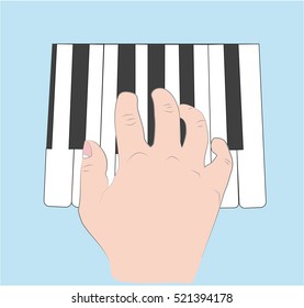 hand position to play the piano. vector illustration