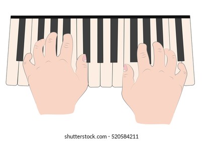 hand position when playing the piano. vector illustration.