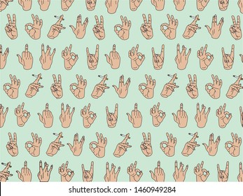 Hand Positions Print, Blue Background