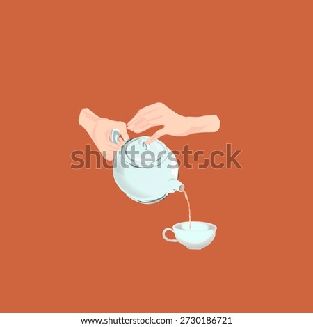 hand pouring tea from teapot into cup